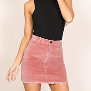 Pink Corduroy Mini Skirt